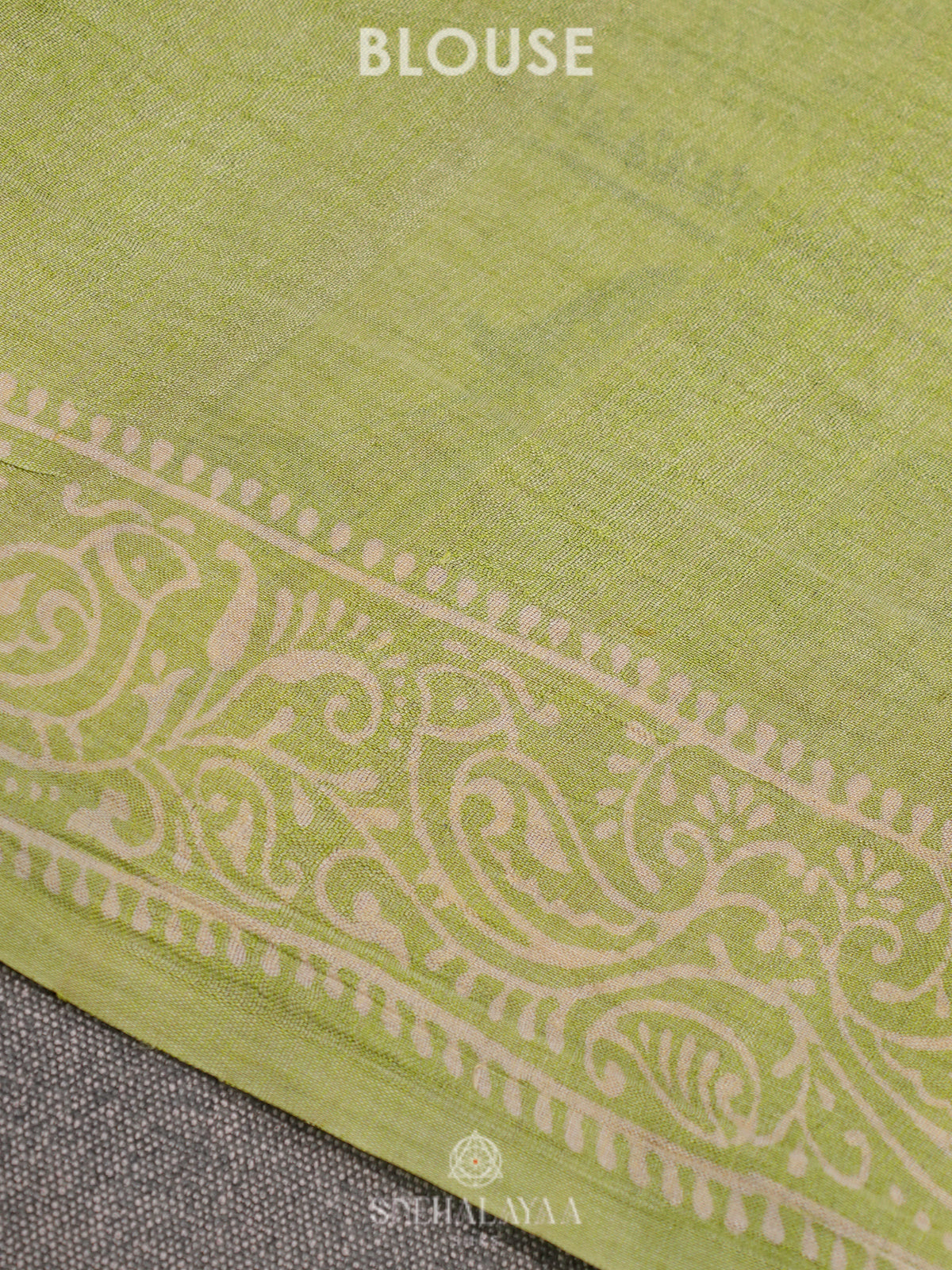 Lime Green Tussar Saree