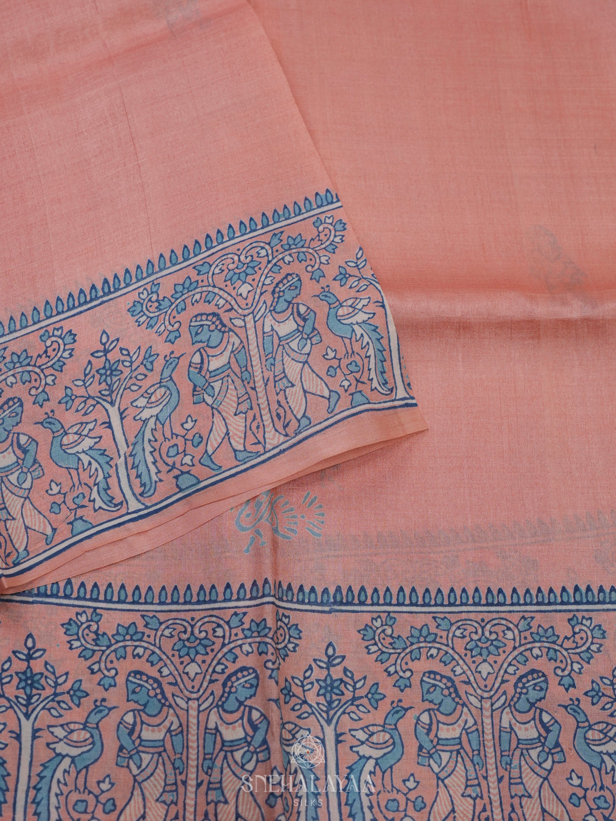 Peach Tussar Saree