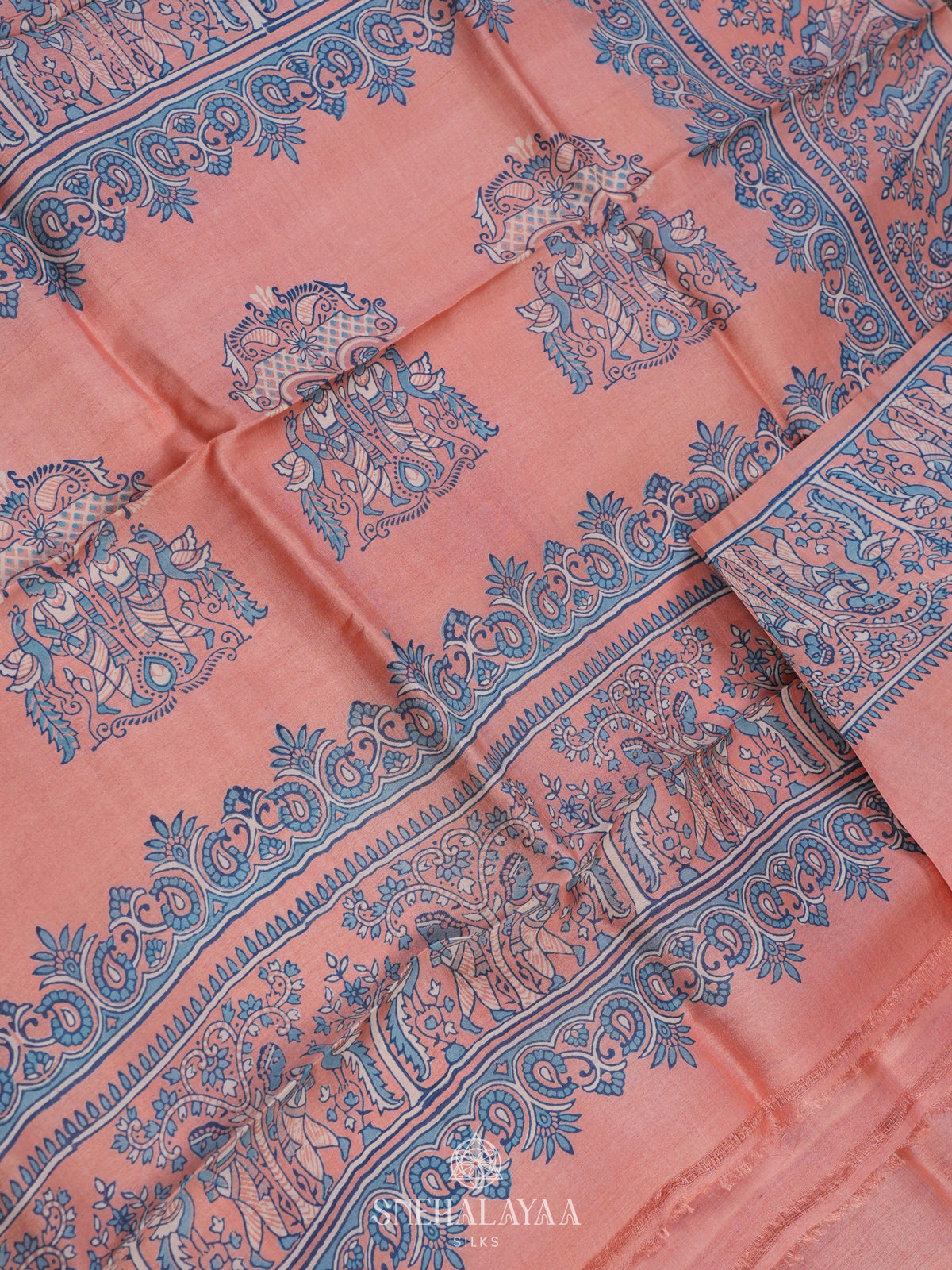 Peach Tussar Saree