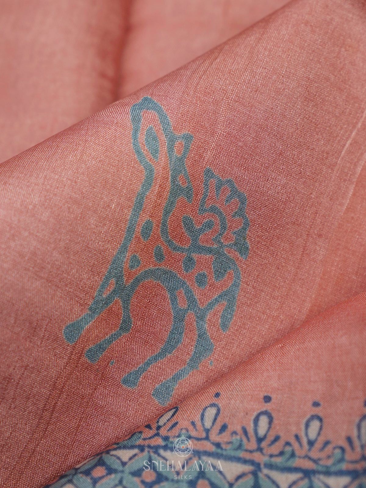 Peach Tussar Saree