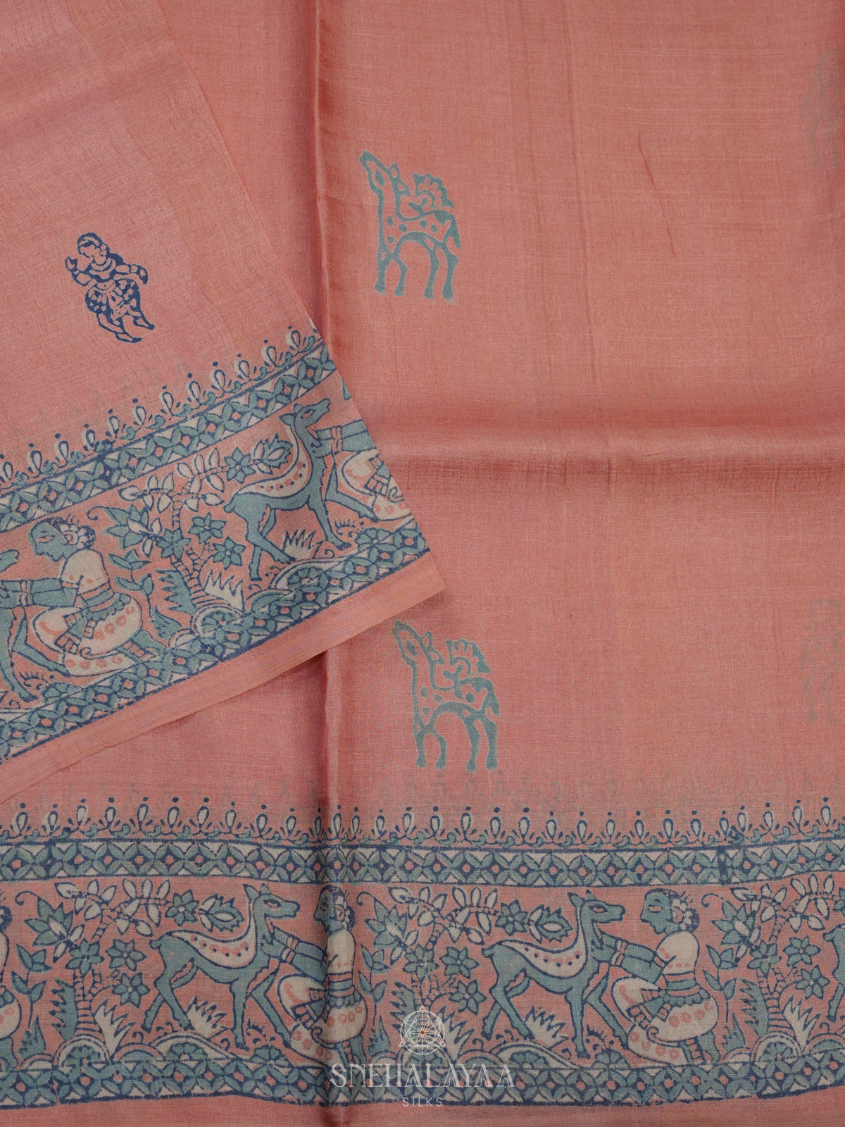Peach Tussar Saree