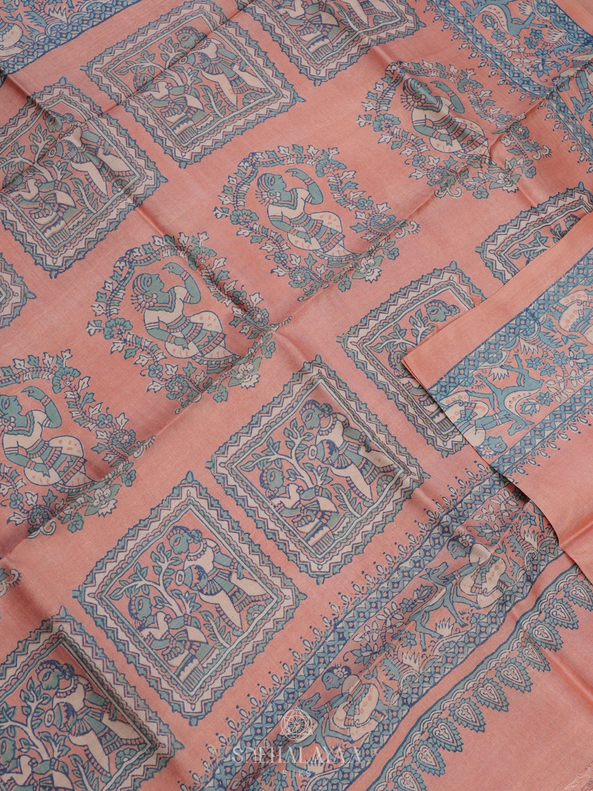 Peach Tussar Saree