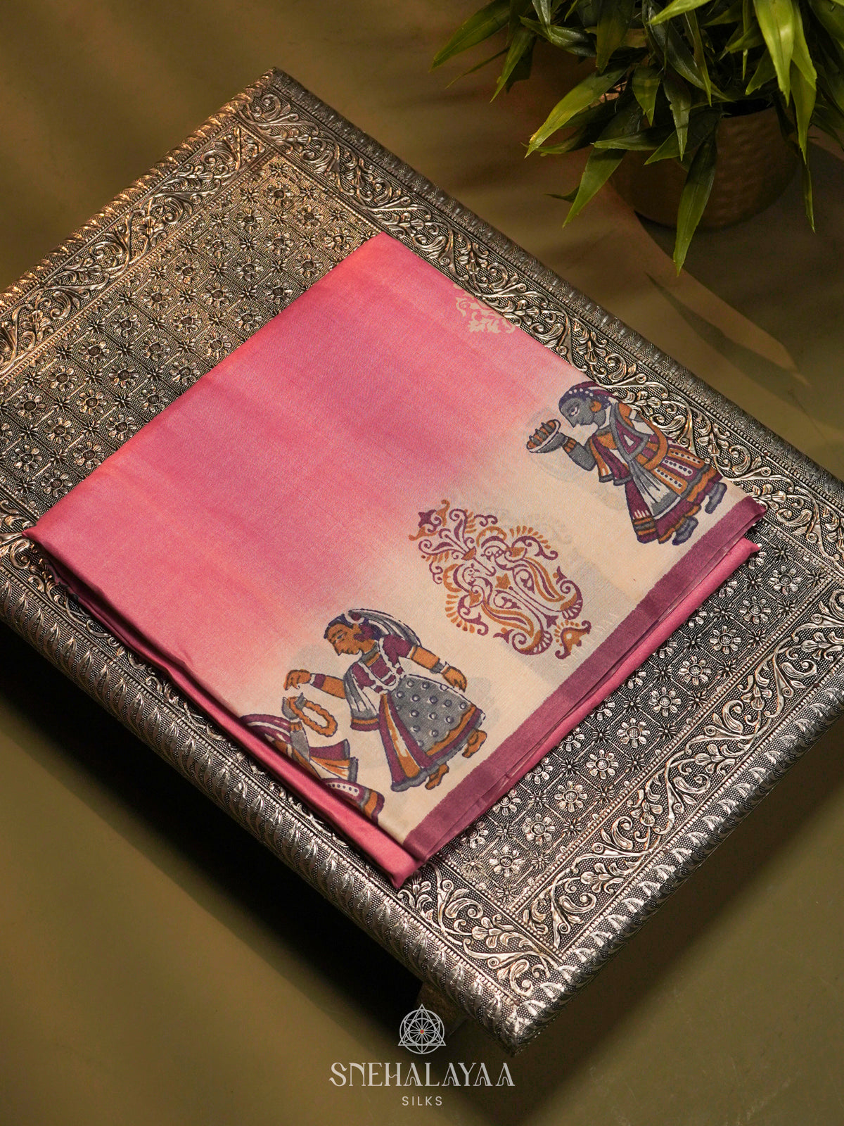 Pink Tussar Saree