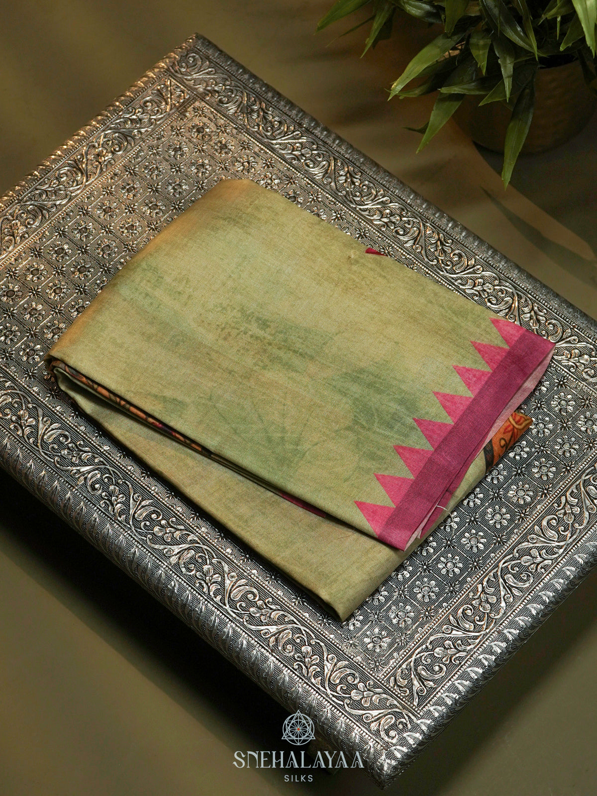 Pista Green Tussar Saree