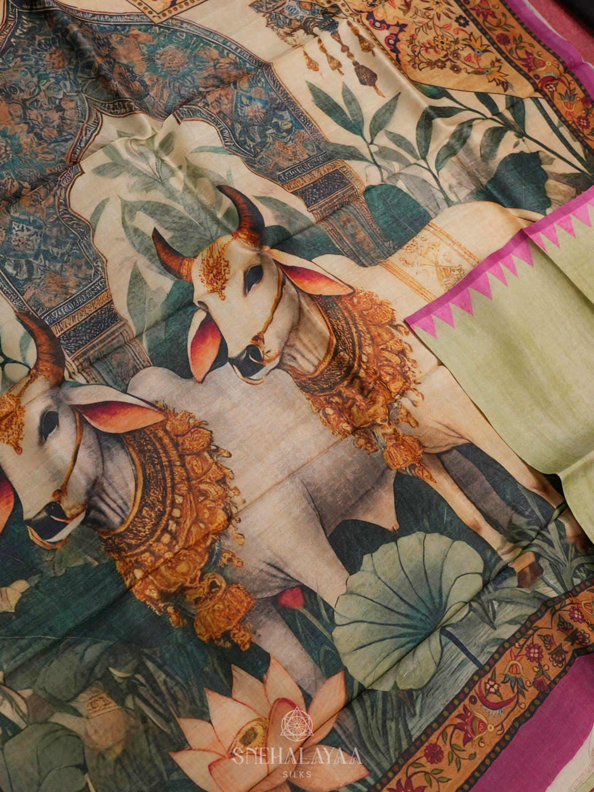 Pista Green Tussar Saree