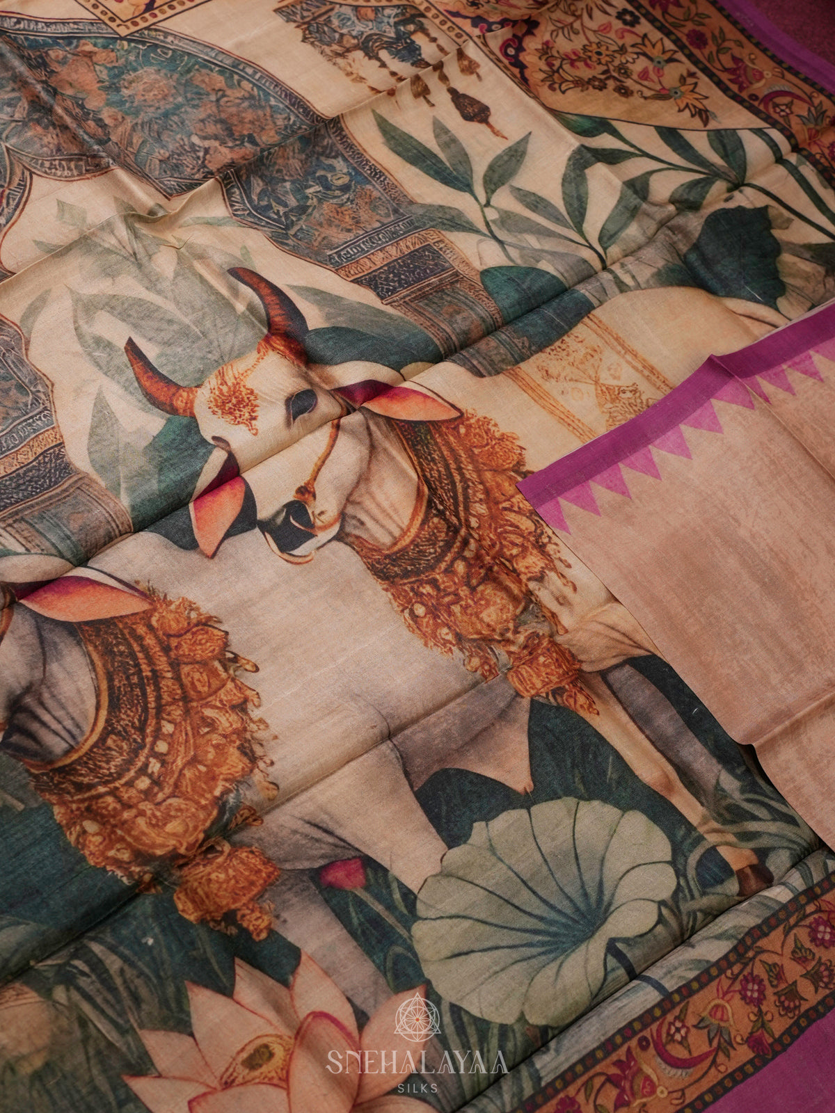 Peach Tussar Saree