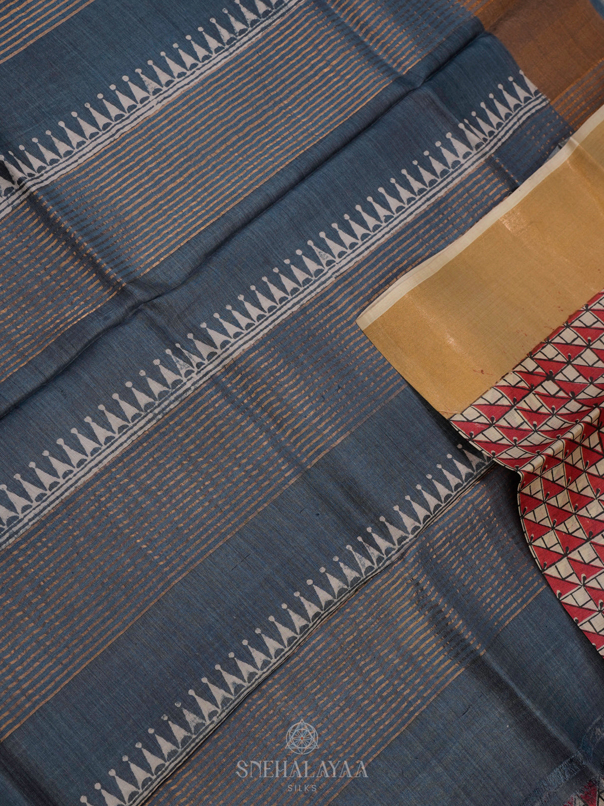 Off White Tussar Saree