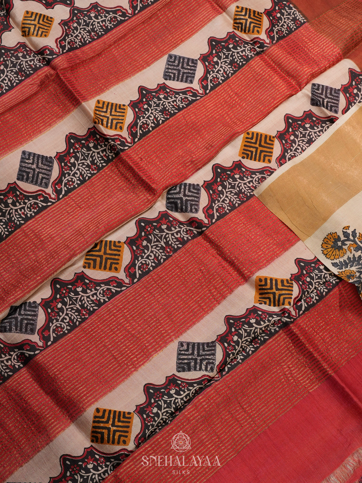 Cream Tussar Saree