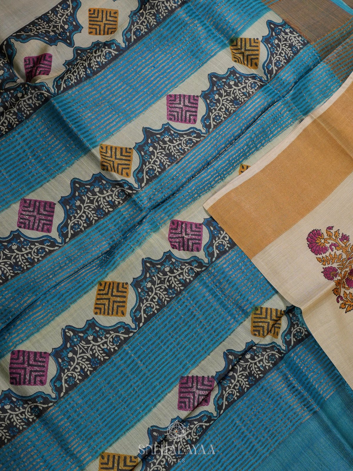 Cream Tussar Saree