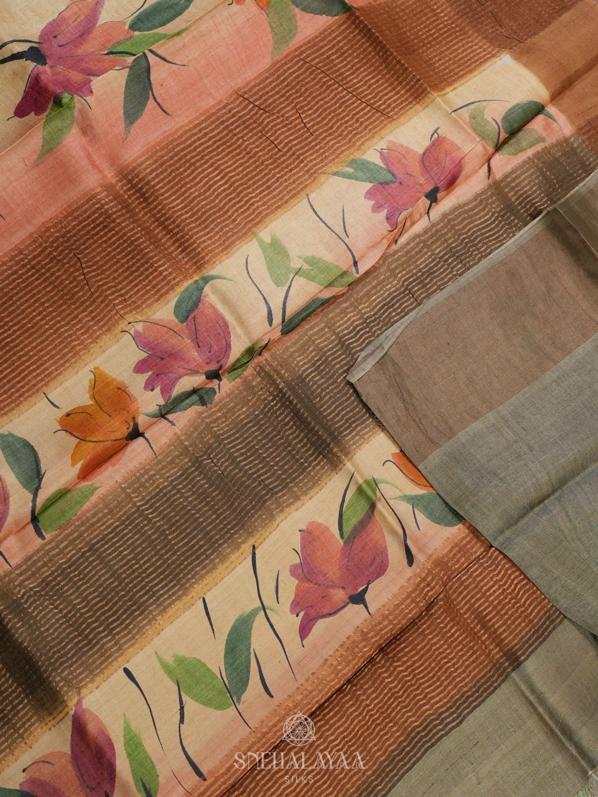 Multi colour Tussar Saree