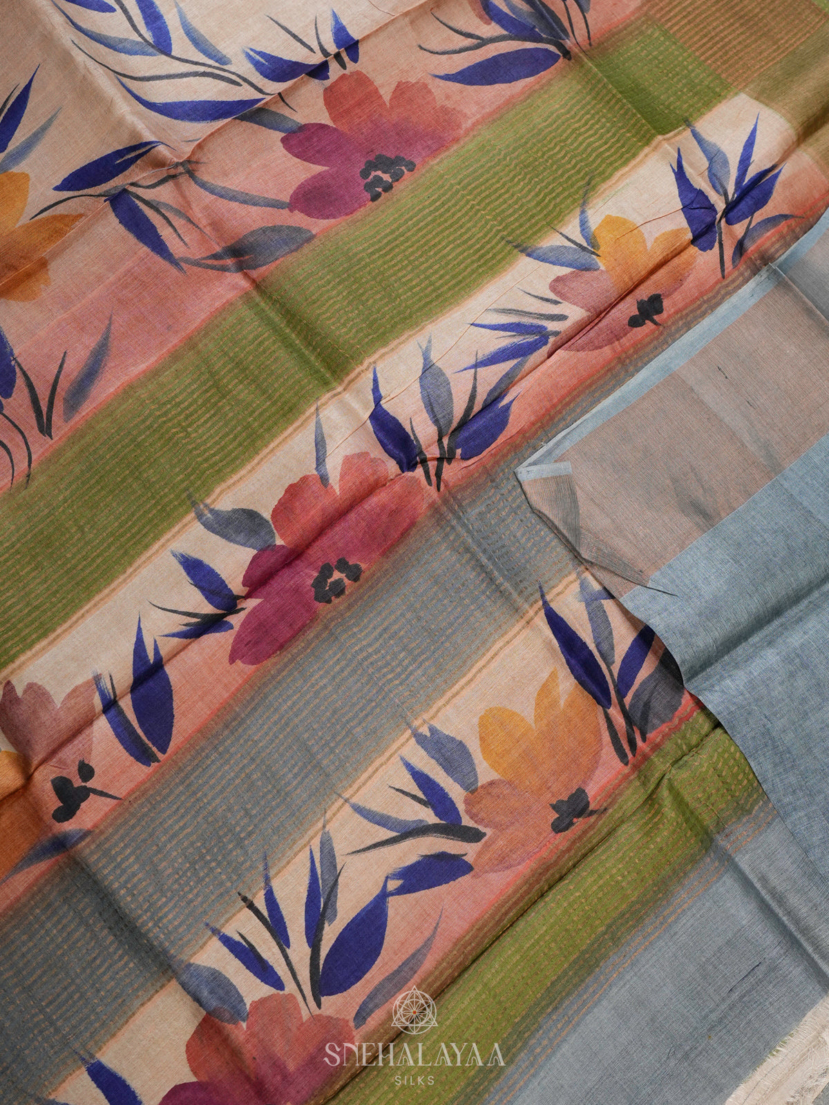 Multi colour Tussar Saree