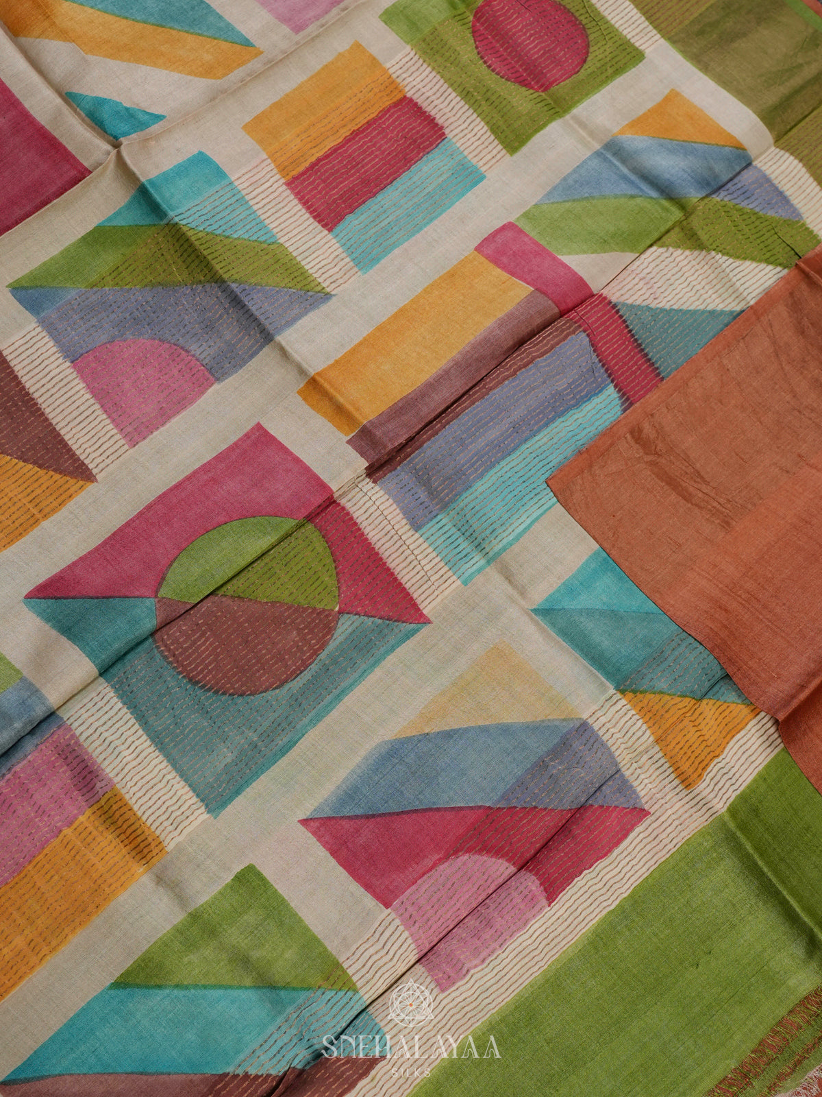 Multi colour Tussar Saree