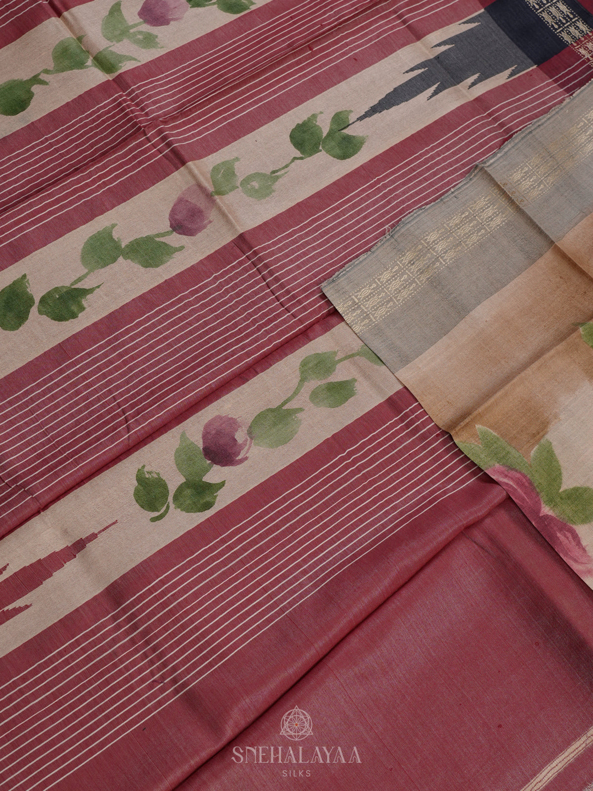 Cream Tussar Saree