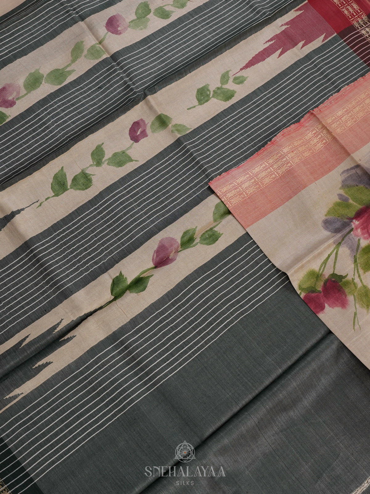 Cream Tussar Saree