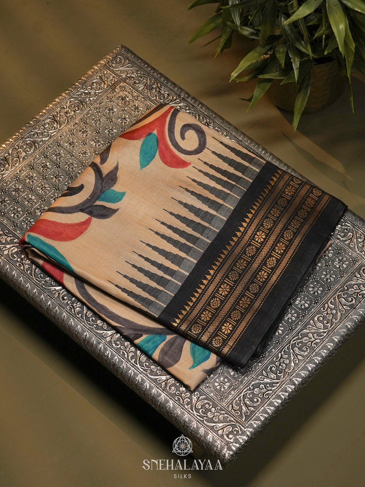 Cream Tussar Saree