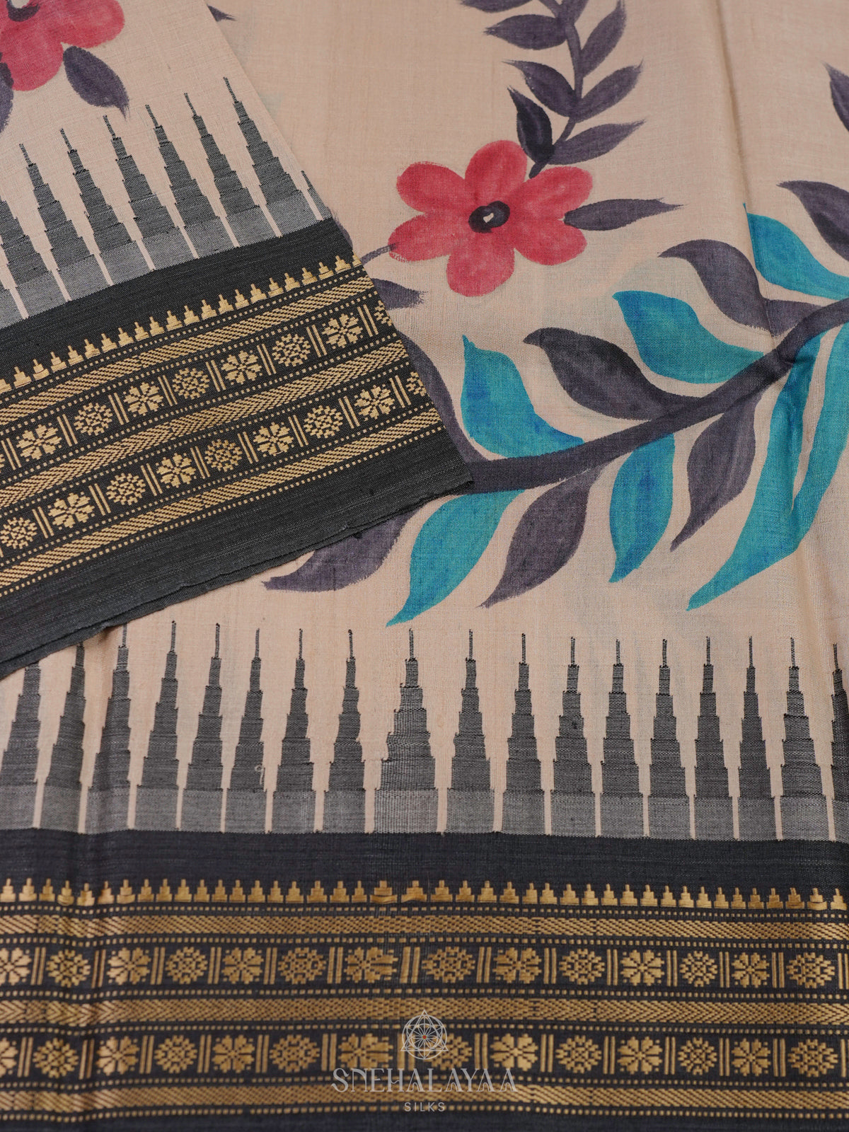 Cream Tussar Saree