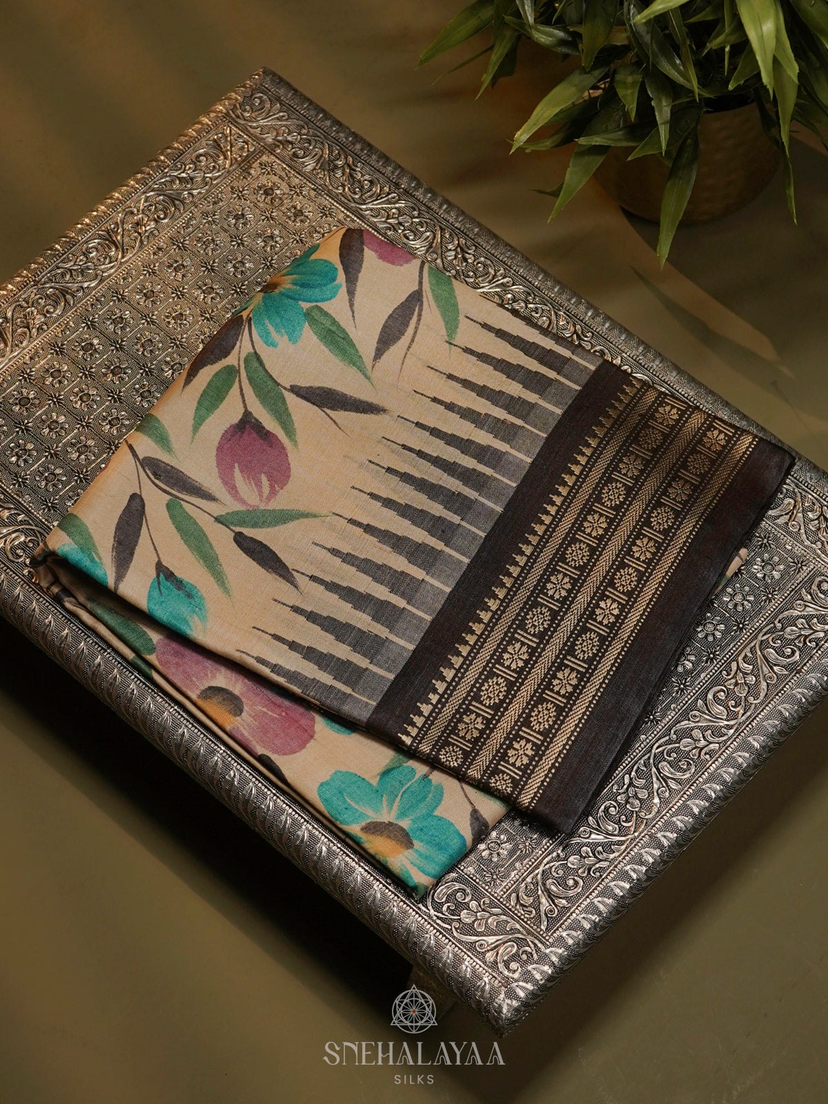 Off White Tussar Saree