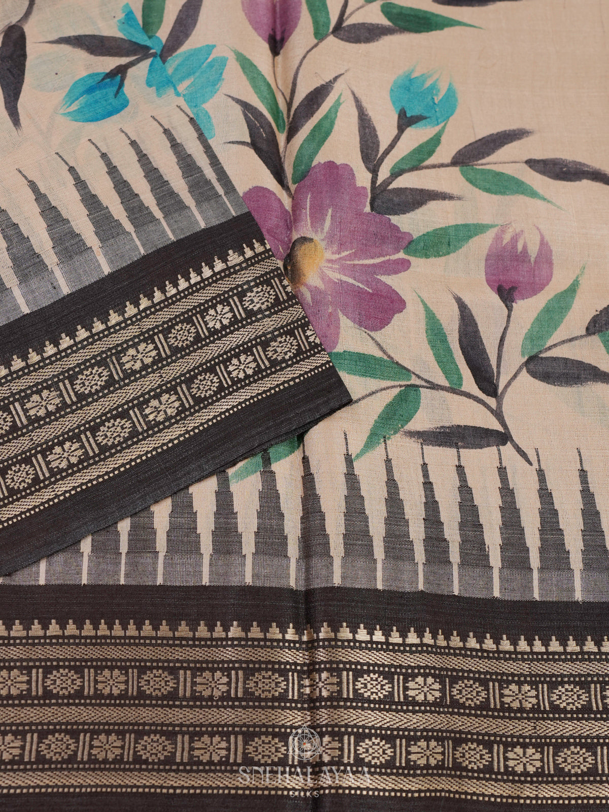 Off White Tussar Saree