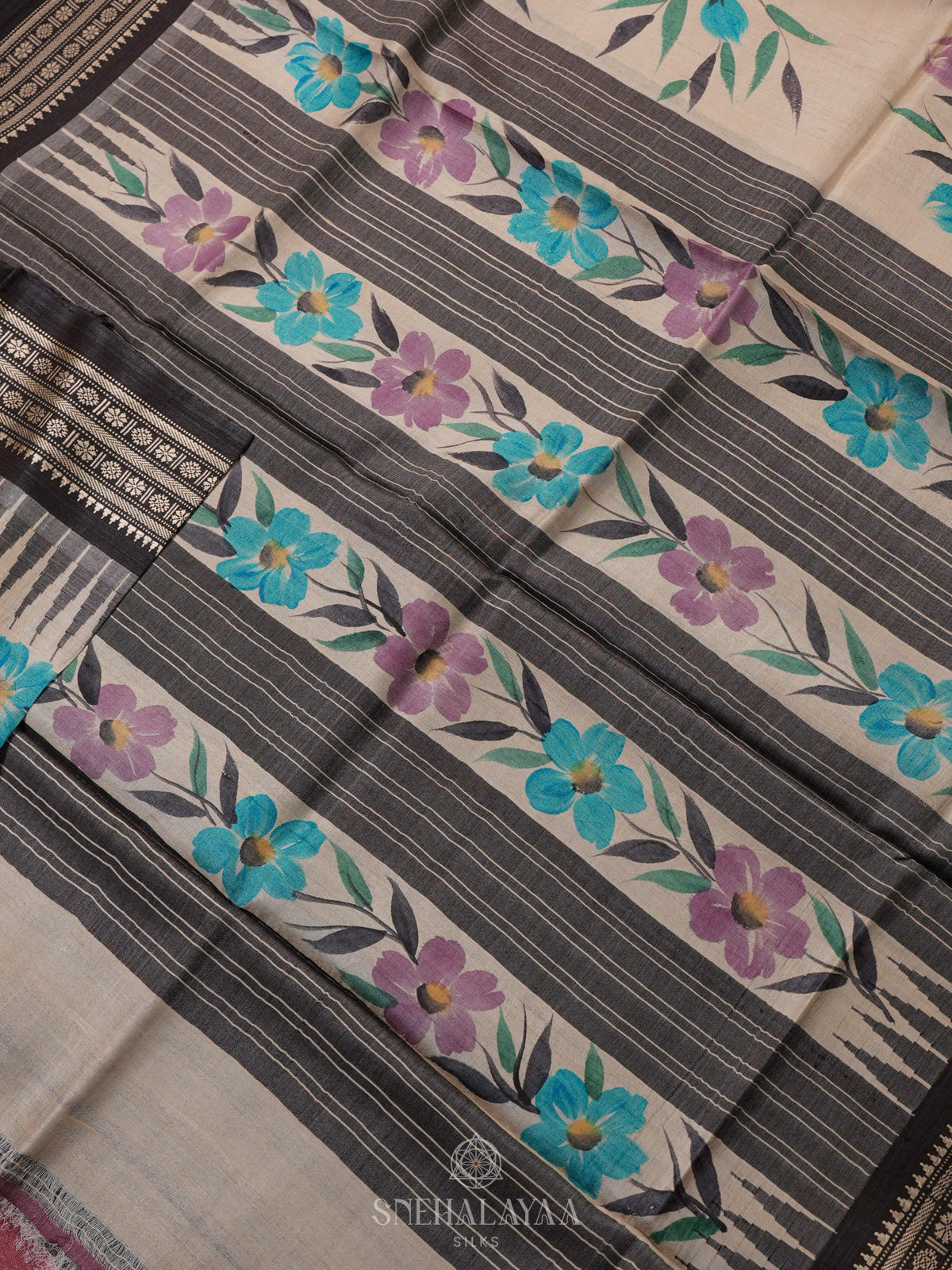 Off White Tussar Saree