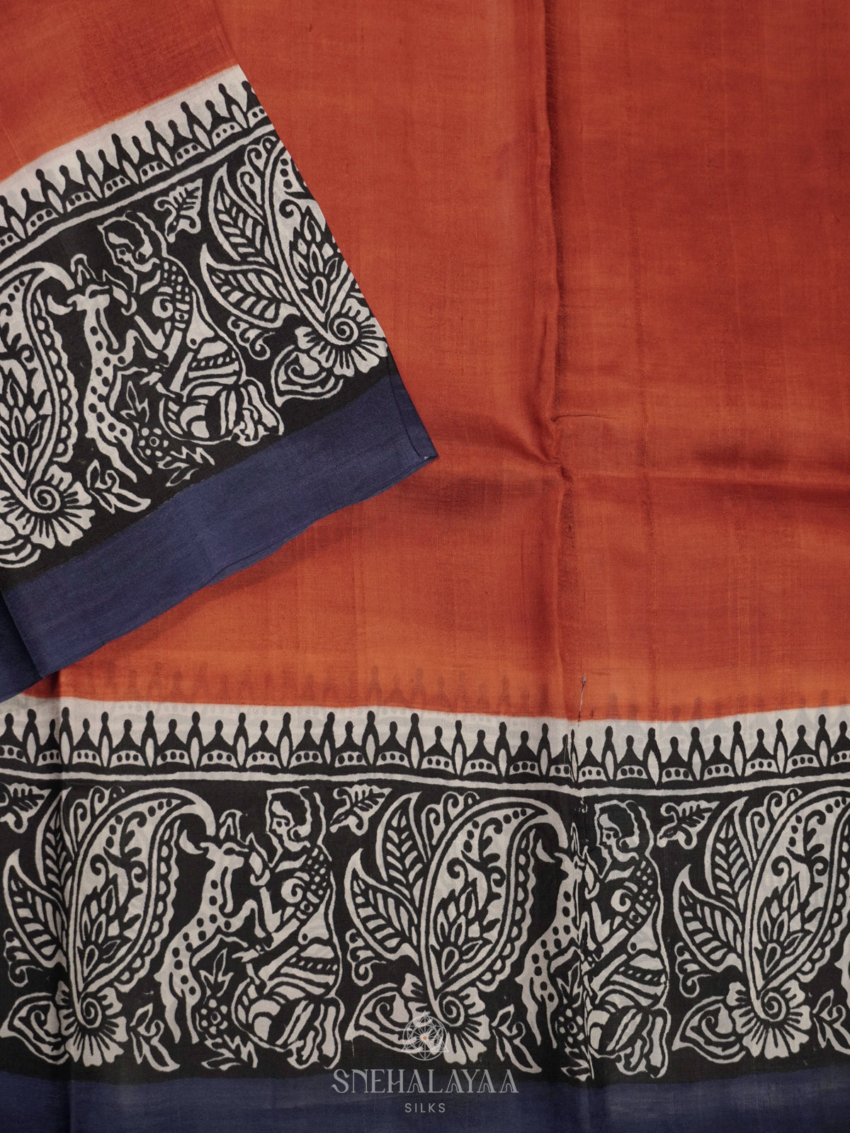 Orange Tussar Saree
