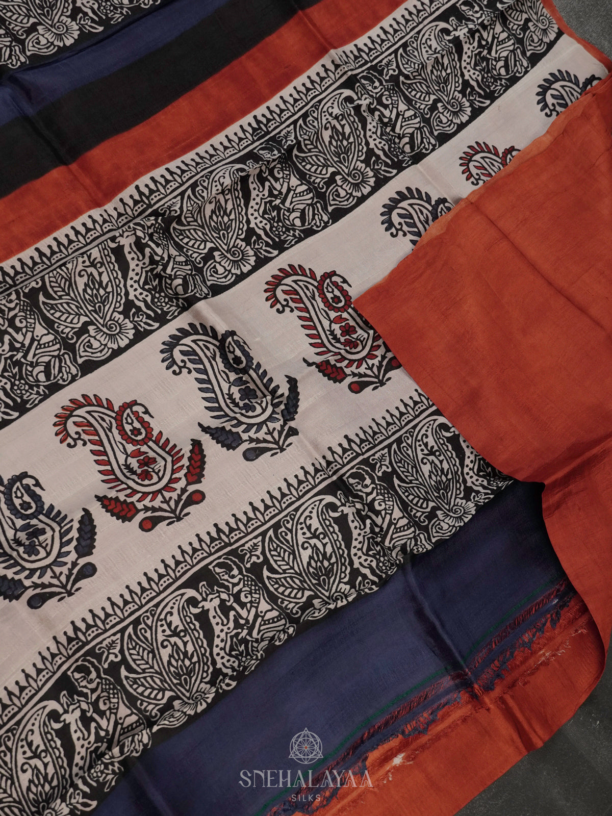 Orange Tussar Saree