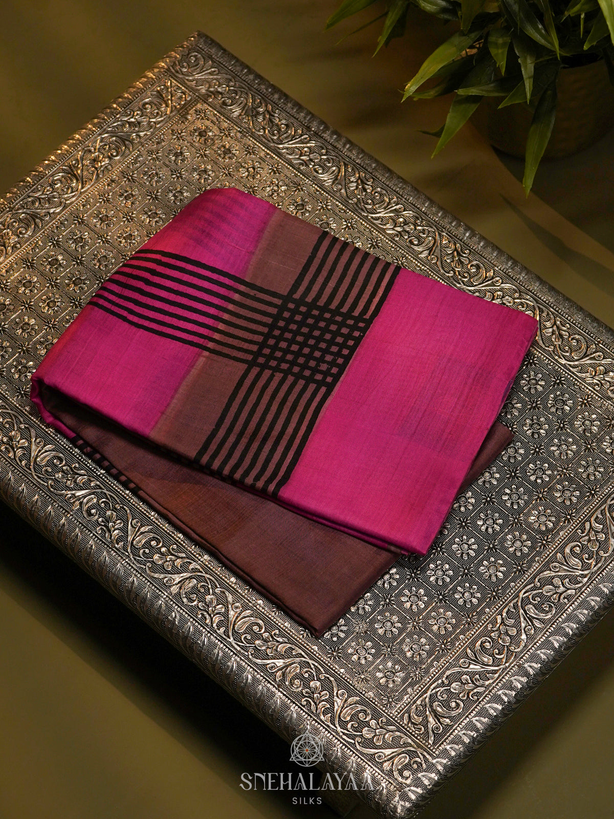 Pink Tussar Saree