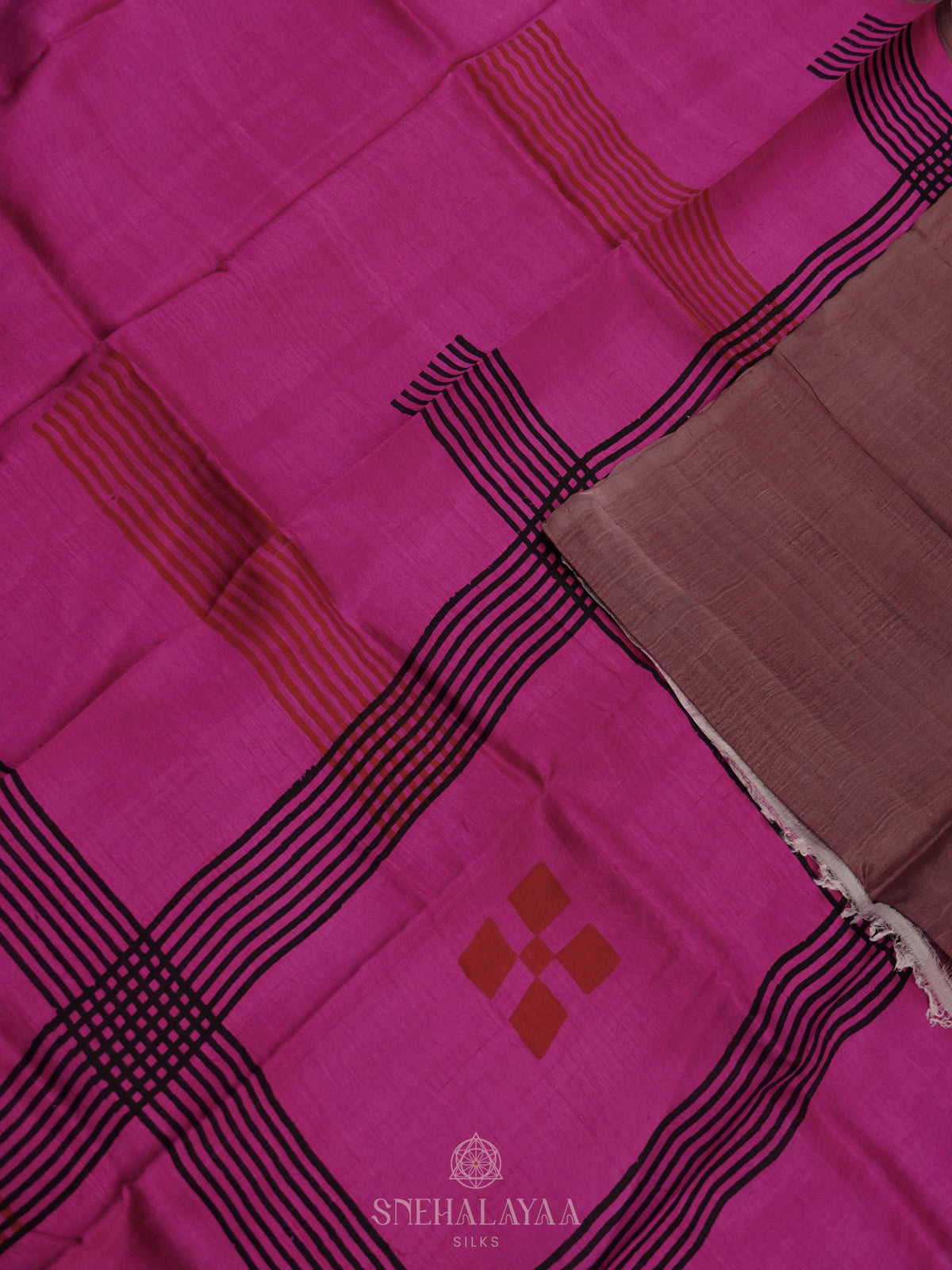 Pink Tussar Saree