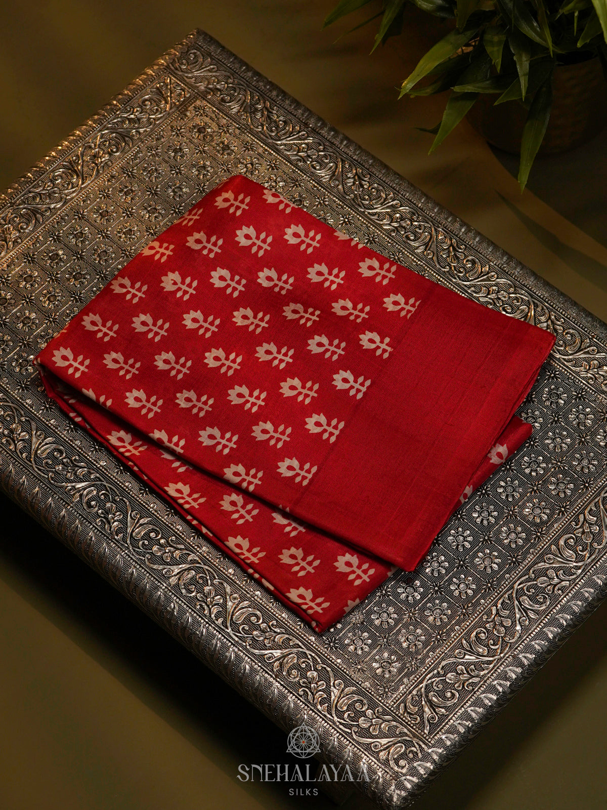 Red Tussar Saree