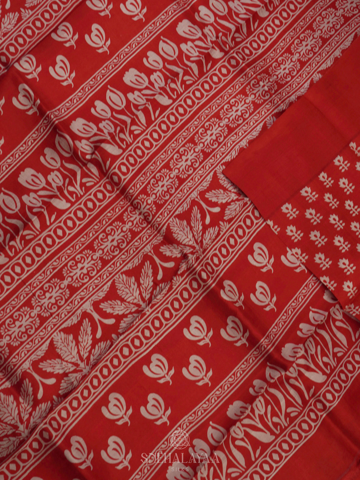 Red Tussar Saree