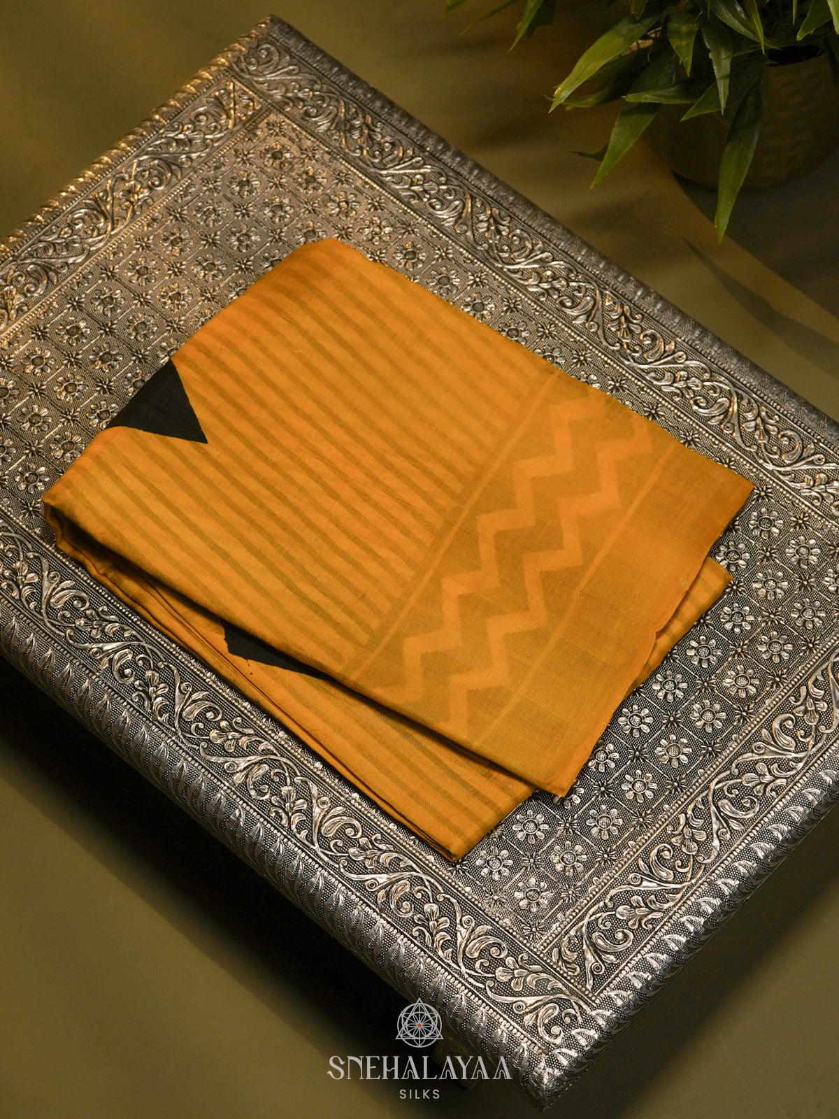 Mango Yellow Tussar Saree