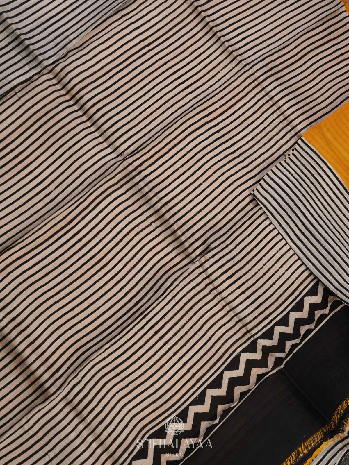 Mango Yellow Tussar Saree