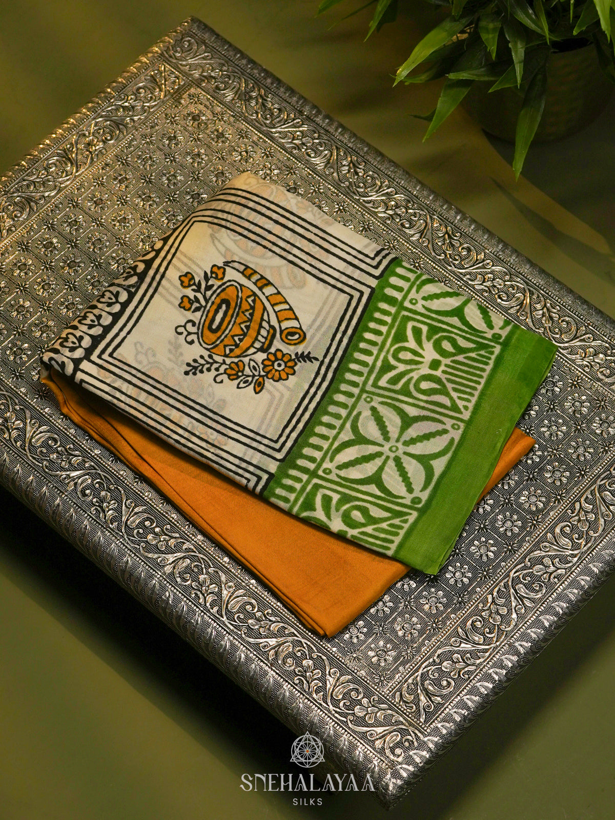 Mango Yellow Tussar Saree