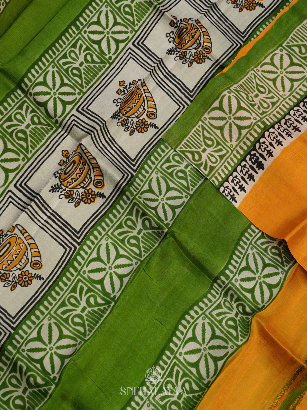 Mango Yellow Tussar Saree