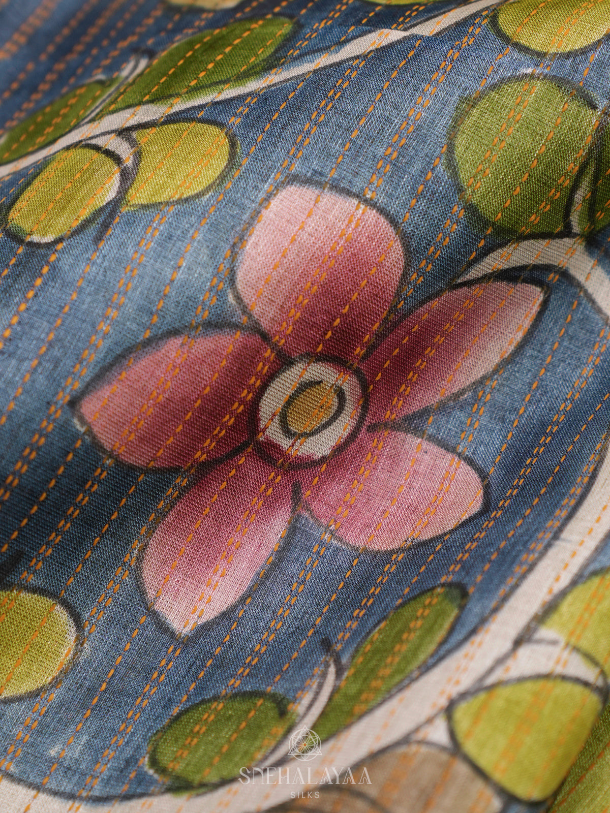 Lime Green Tussar Saree
