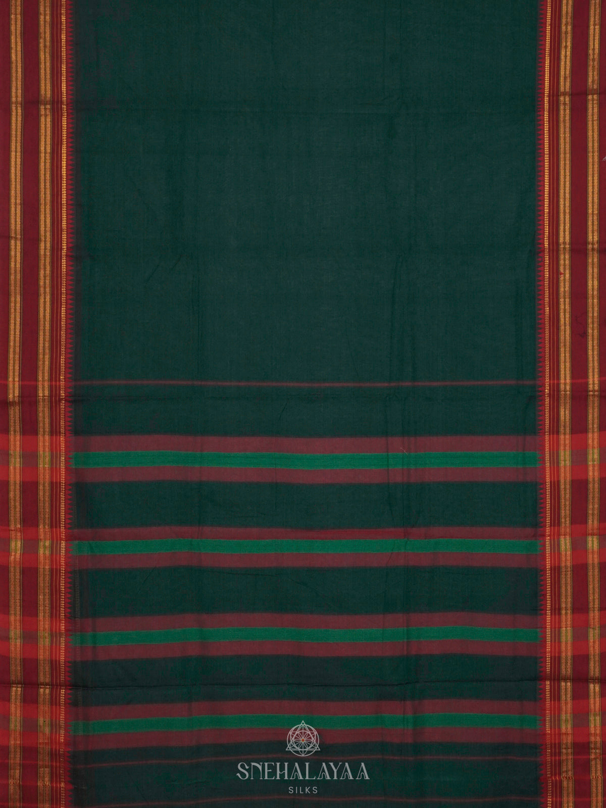 Forest Green Narayanpet Cotton Saree