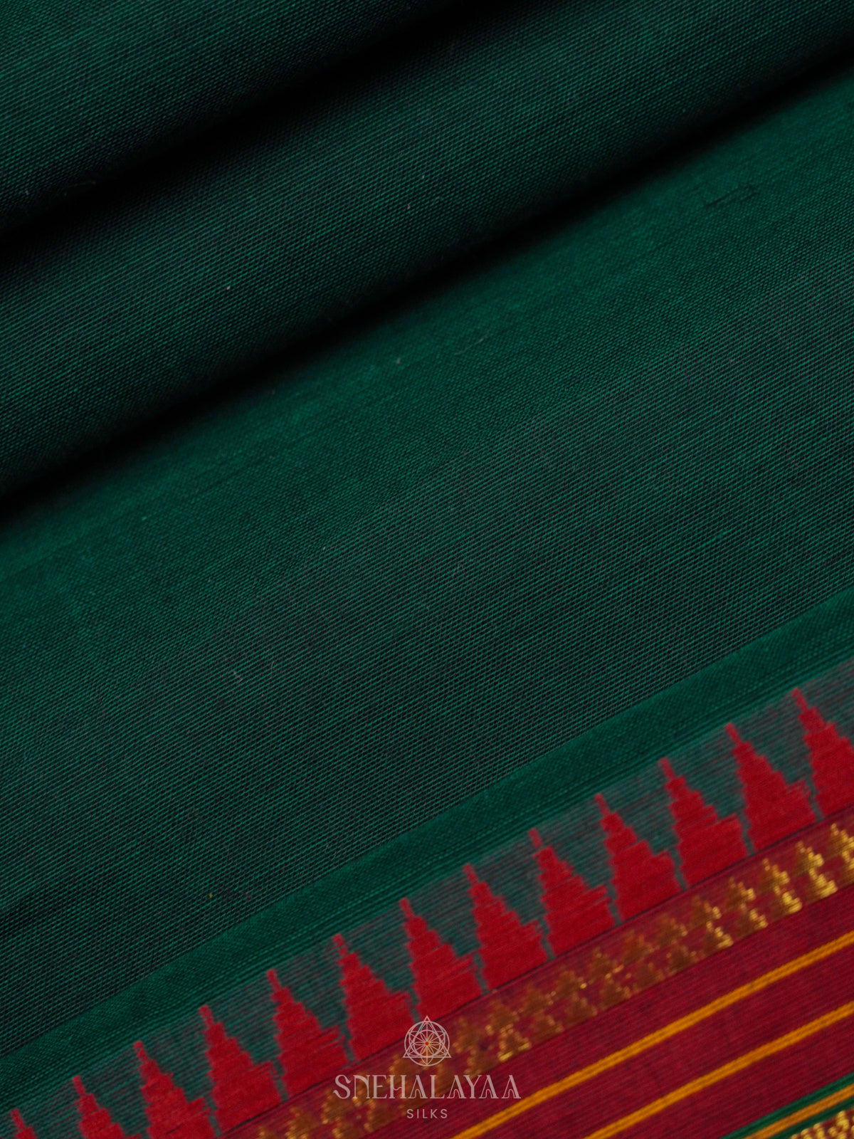 Forest Green Narayanpet Cotton Saree