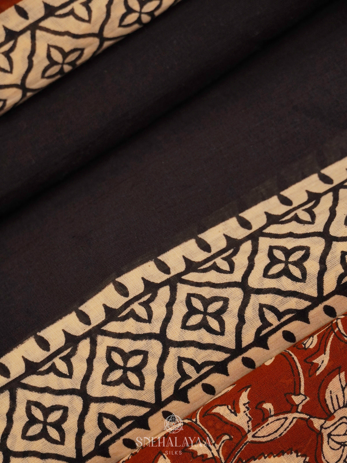 Black Jaipur Cotton Saree