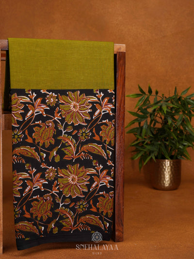 Lime Green Jaipur Cotton Saree