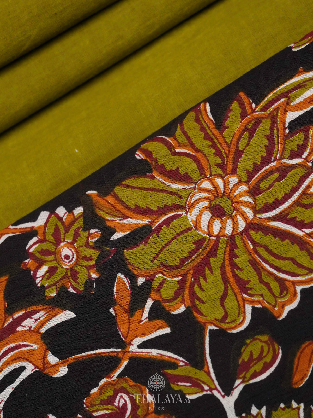 Lime Green Jaipur Cotton Saree