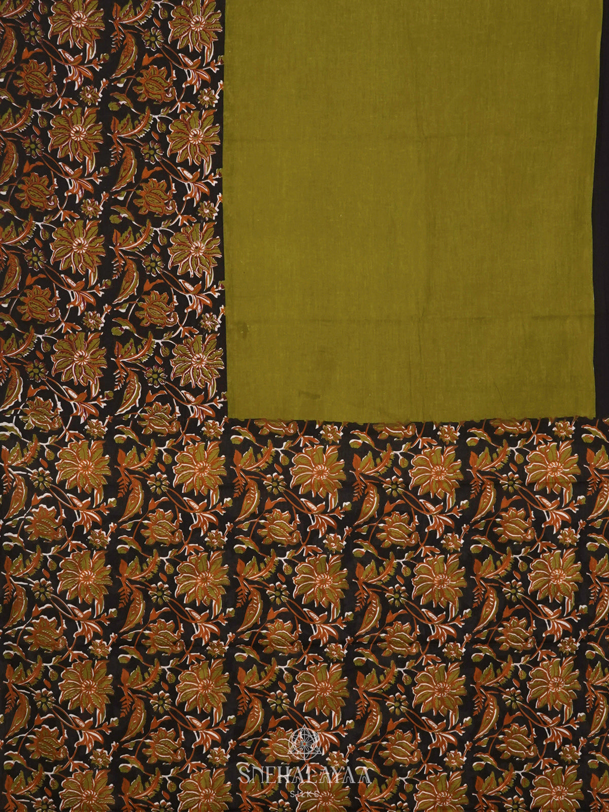 Lime Green Jaipur Cotton Saree