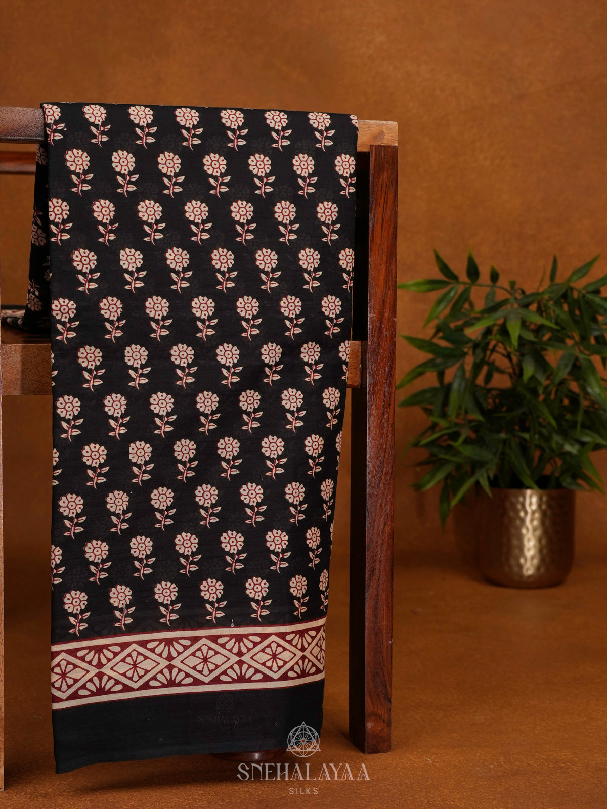 Black Jaipur Cotton Saree