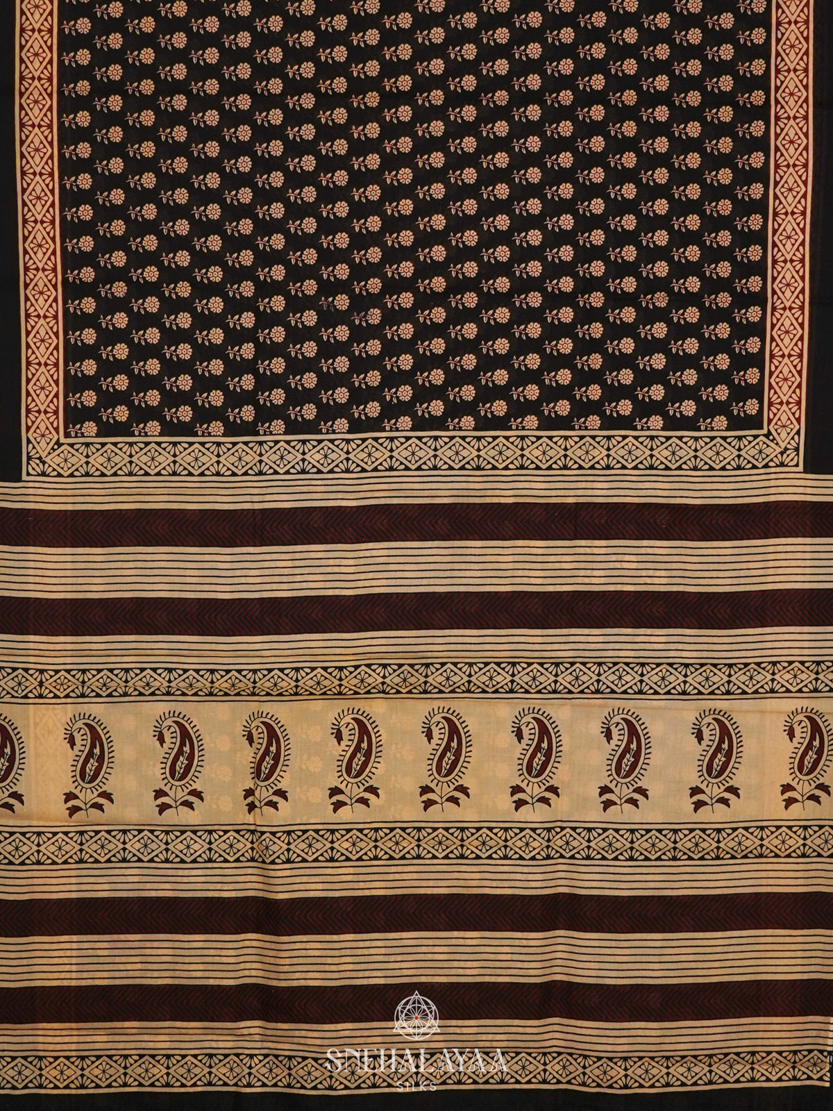 Black Jaipur Cotton Saree