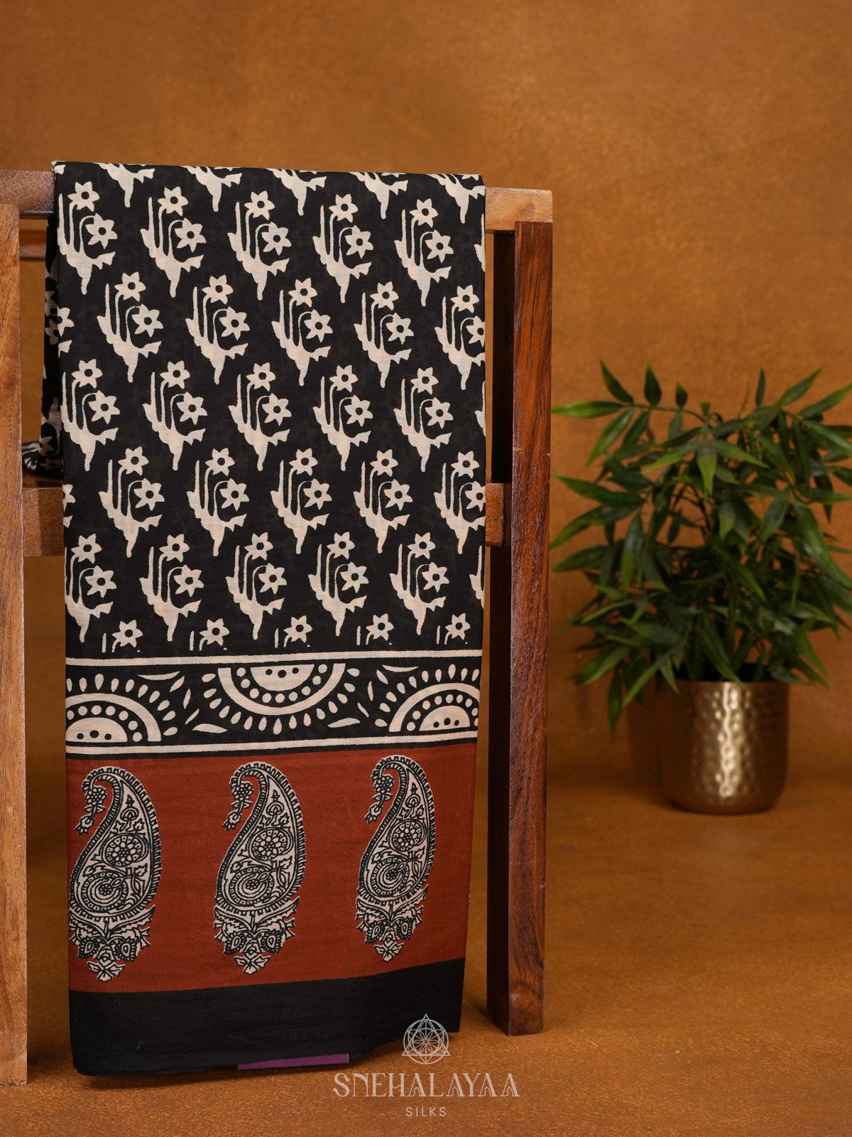 Black Jaipur Cotton Saree