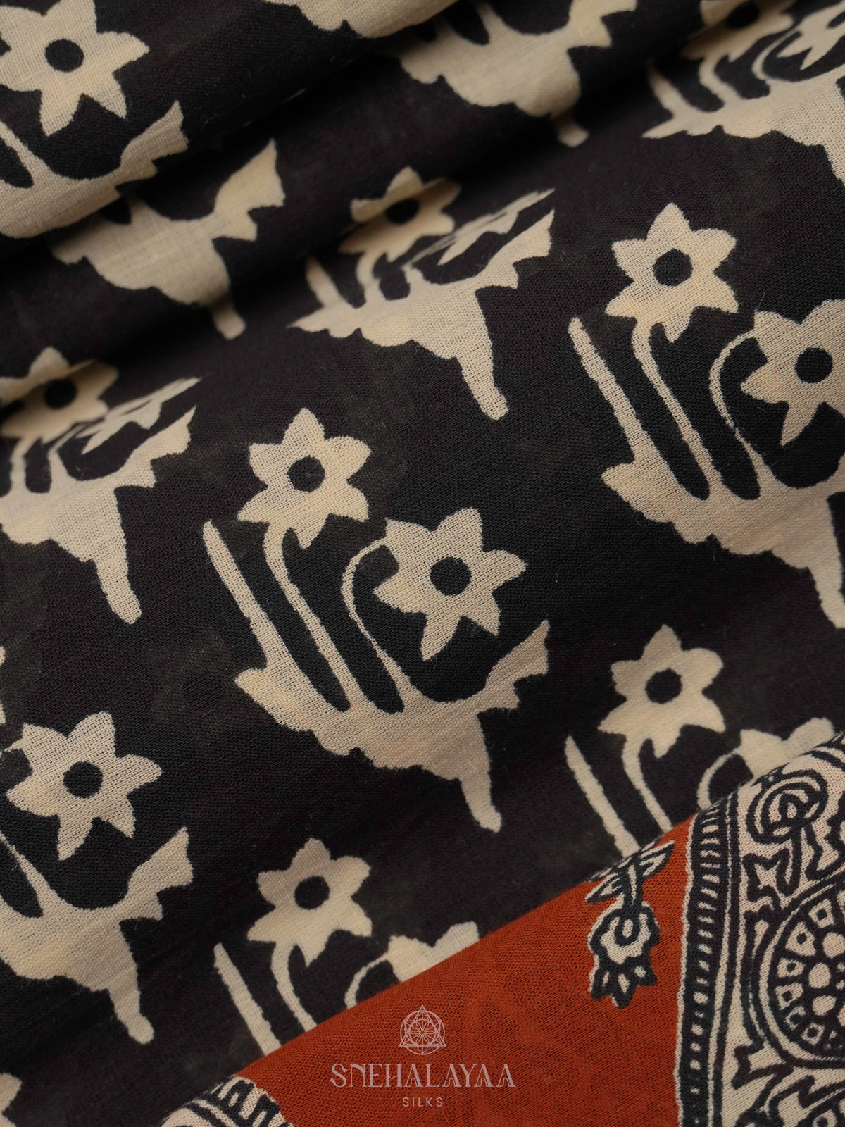 Black Jaipur Cotton Saree