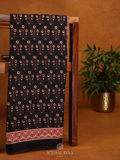 Black Jaipur Cotton Saree