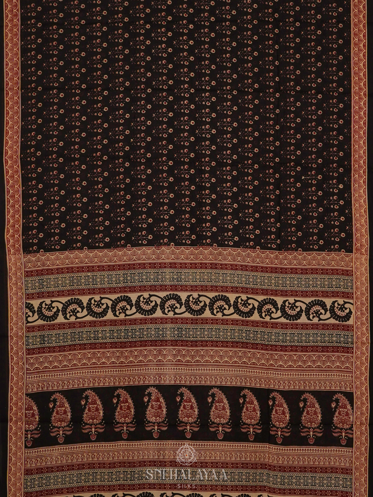 Black Jaipur Cotton Saree