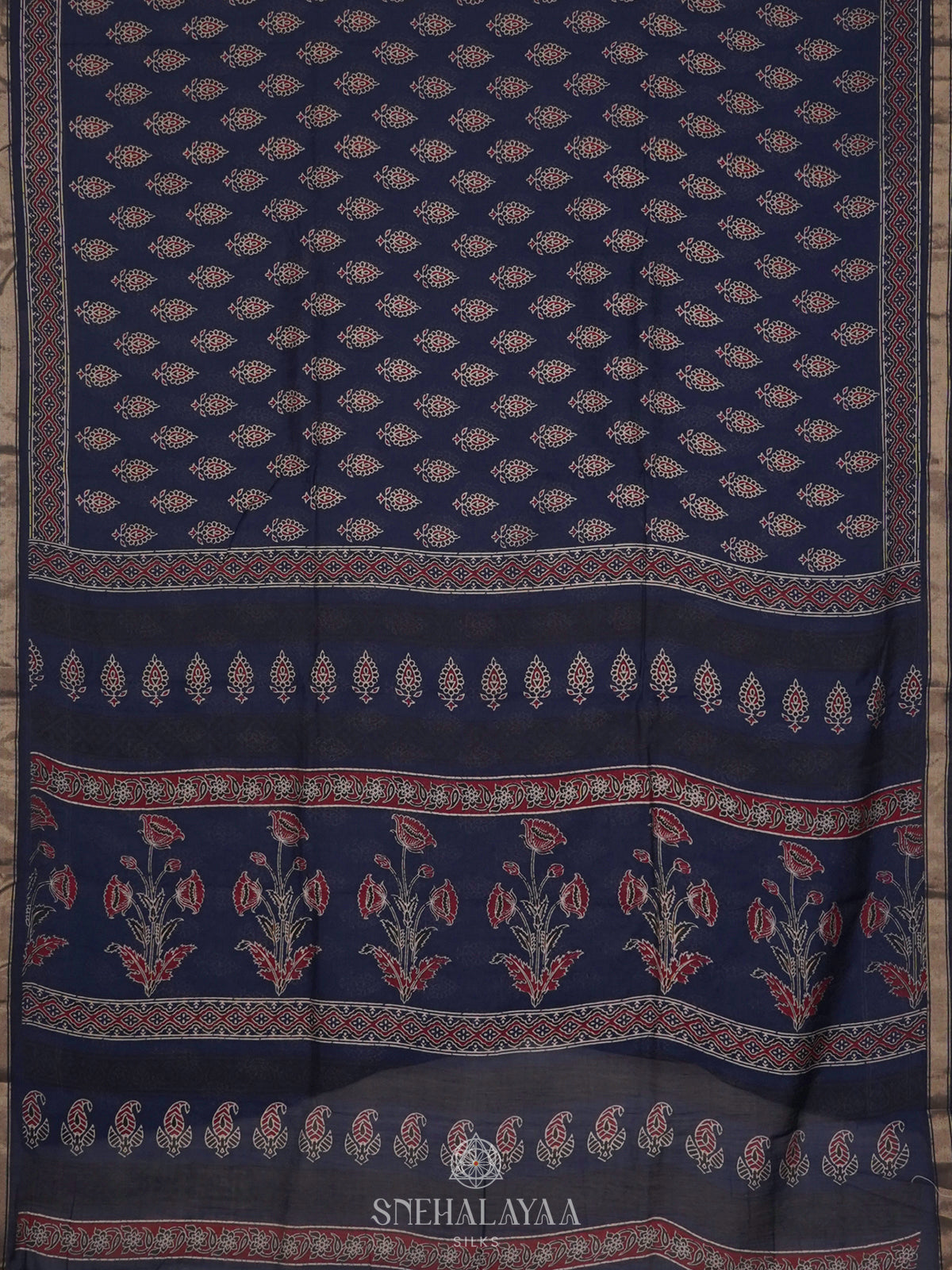 Navy Blue Modal Silk Saree