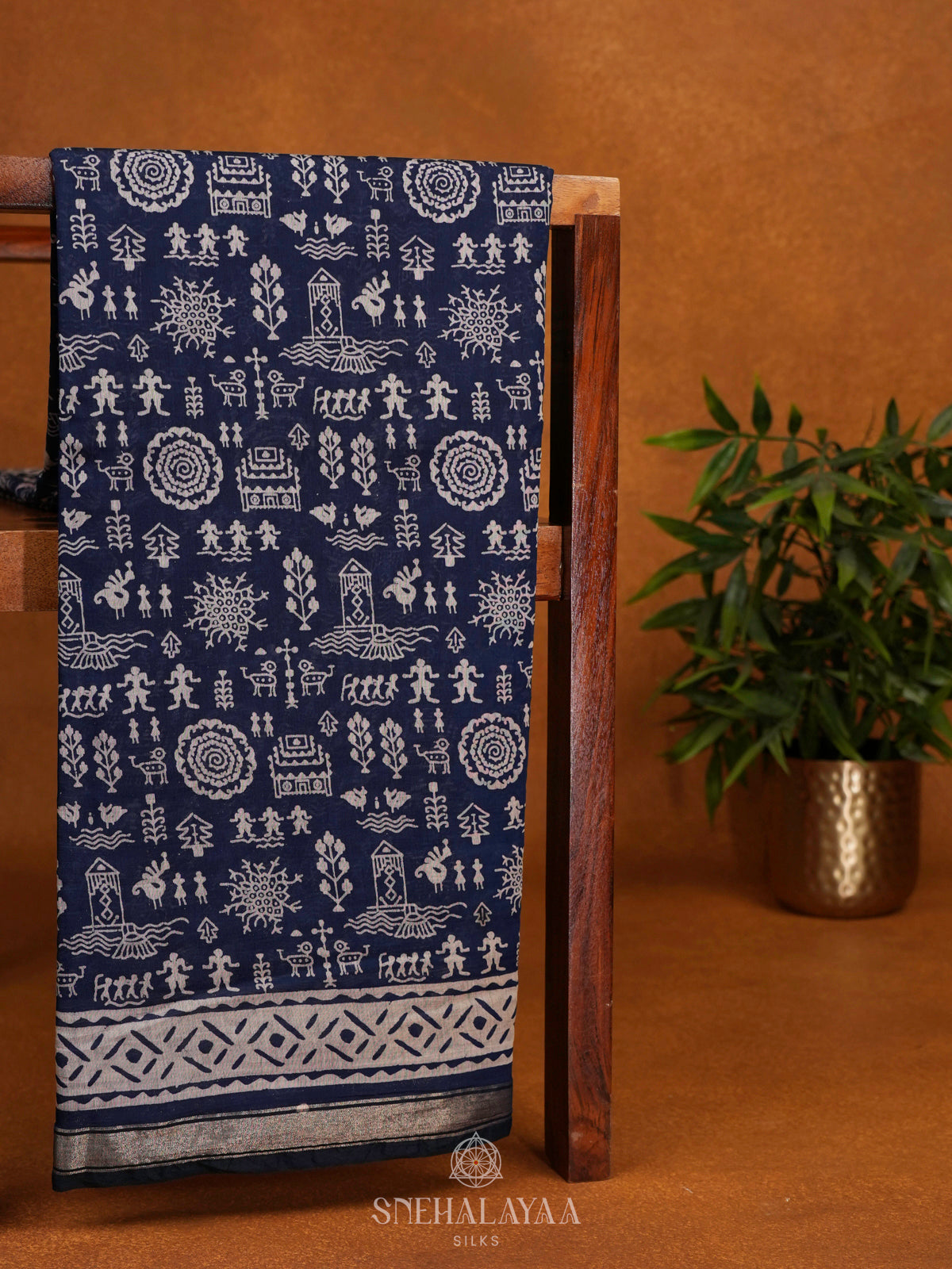 Navy Blue Modal Silk Saree