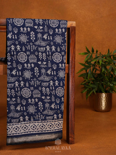Navy Blue Modal Silk Saree