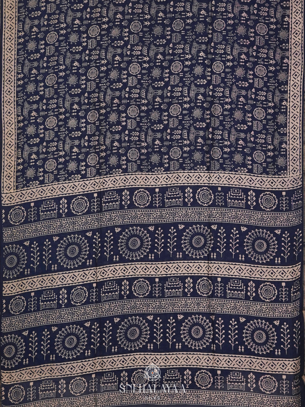 Navy Blue Modal Silk Saree